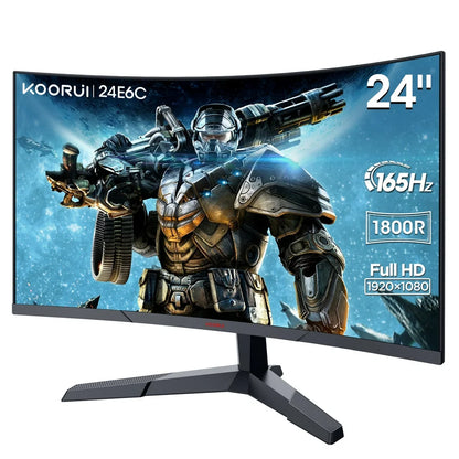 24" 165Hz/144Hz 1Ms Curved Gaming Monitor,Fhd 1080P 100%Srgb Computer Monitors,Adaptive Sync,Dp&Hdmi Port,Eye Care,24E6C