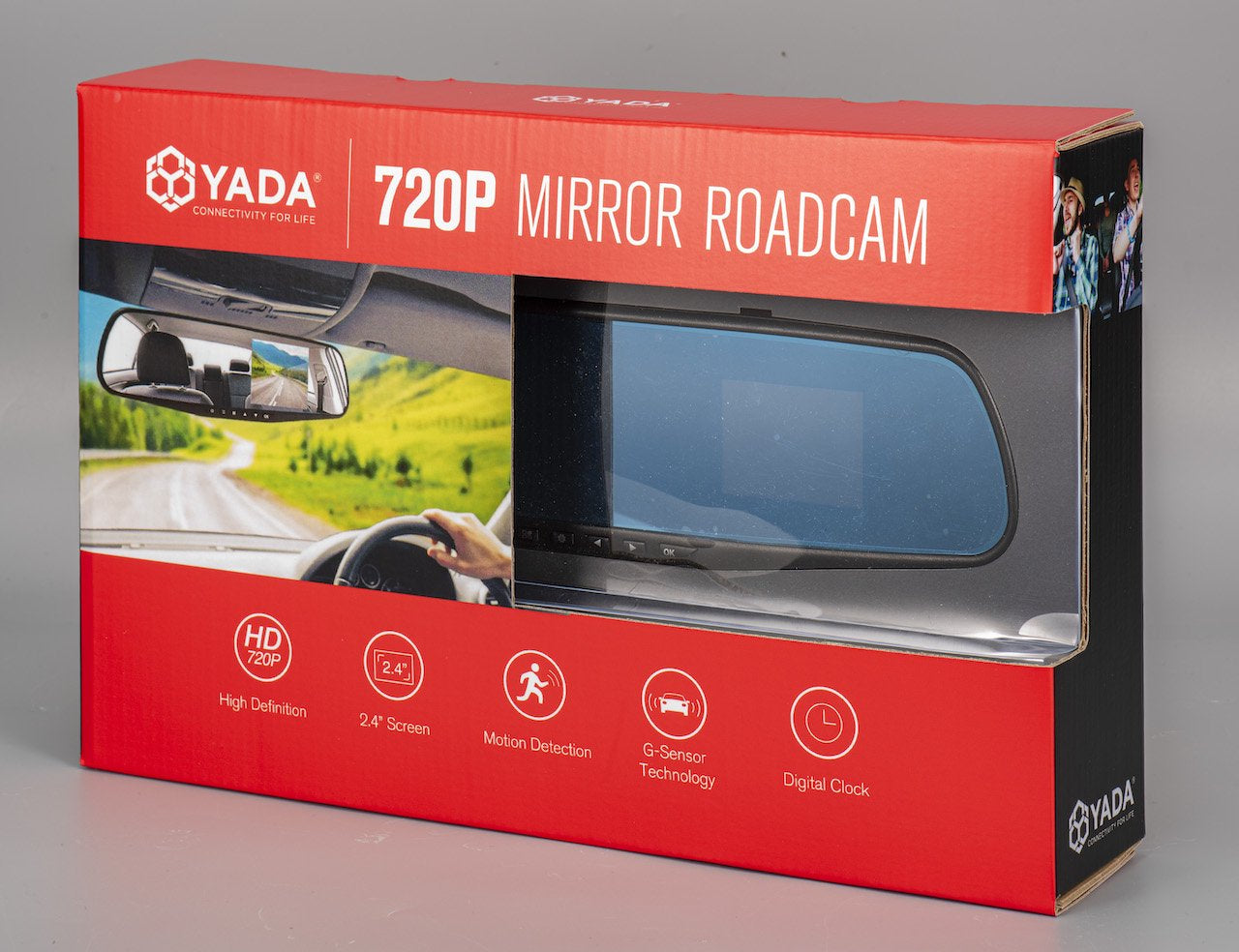 720P Mirror Roadcam, Add-On Rear View Mirror & HD Dash Cam 2-In-1, 2.4" LCD Monitor