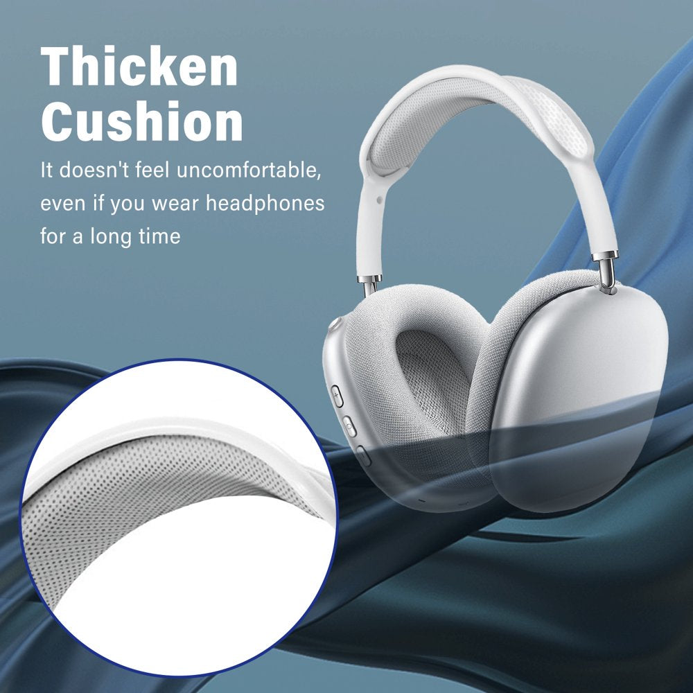 Pro Wireless Headphones Bluetooth,Active Noise Canceling over Ear Headphones with Microphones Hifi Audio Headset for Iphone/Android-Silver