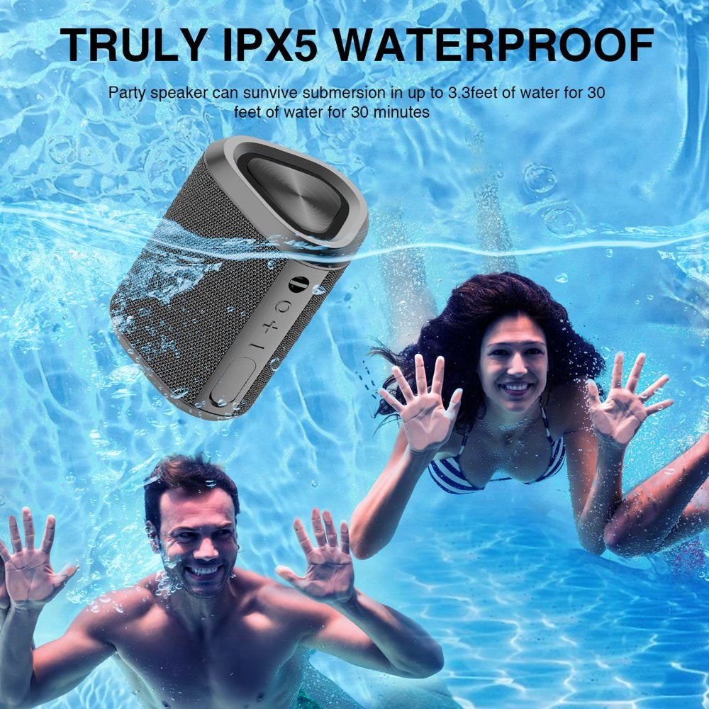 Bluetooth Speaker, 24H Playtime Portable Wireless Bluetooth 5.0 Speaker with Stereo Bass, up to 100 Ft Bluetooth Range, IPX7 Waterproof Mini Bluetooth Speaker